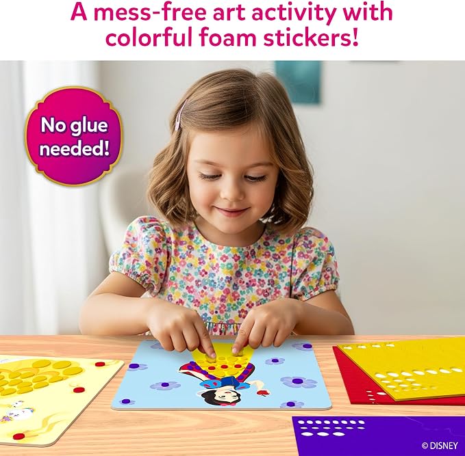 Skillmatics Fun with Foam – Disney Princess, Art & Craft Kit, Gift for Kids | 3D Foam Stickers, Mess-Free Fun for Girls & Boys, Fans of Cinderella, Rapunzel, DIY Felt Craft Kits for Ages 3, 4, 5, 6, 7