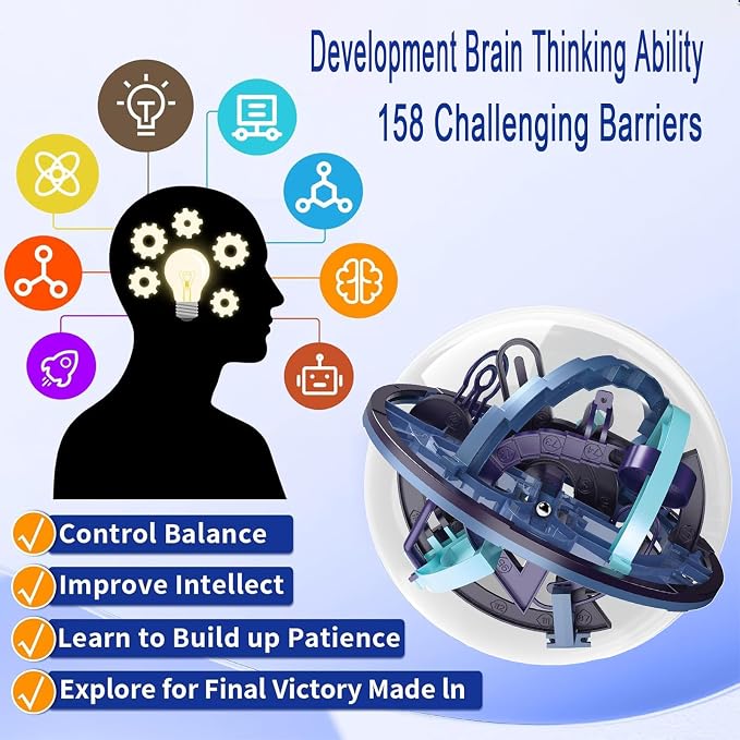 3D Maze Ball,Interactive Maze Sphere Game with 158 Obstacles | 3D maze puzzle ball game,Brain Teaser Puzzle Balls for Boys,Labyrinth Puzzle Ball Kids Education Toys