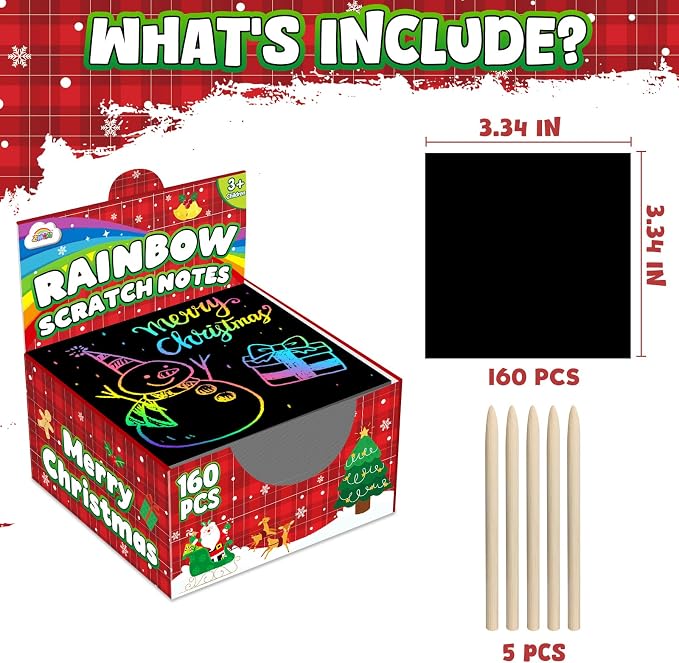 ZMLM 165 Pcs Rainbow Scratch Paper Art Notes - Stocking Stuffers for Kids | Mess Free Classroom Prizes,1st 2nd 3rd Grade School Activity Bulk, Back to School Gifts for Students from Teacher