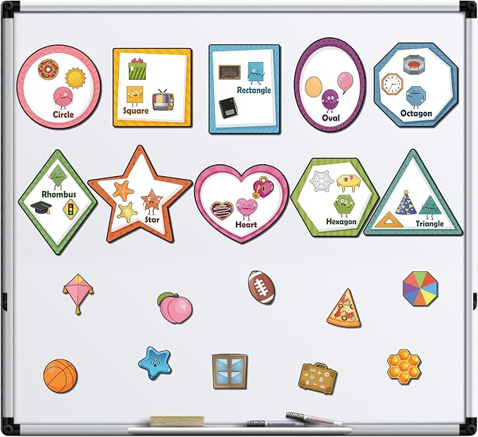 Blosssound 10 Set Magnetic Shape Sorting for Kids Learning Toys,Boho | Pair Everyday Objects with Shapes to Build Early Geometry Recognition, Fine Motor Skills, and Vocabulary Through Play