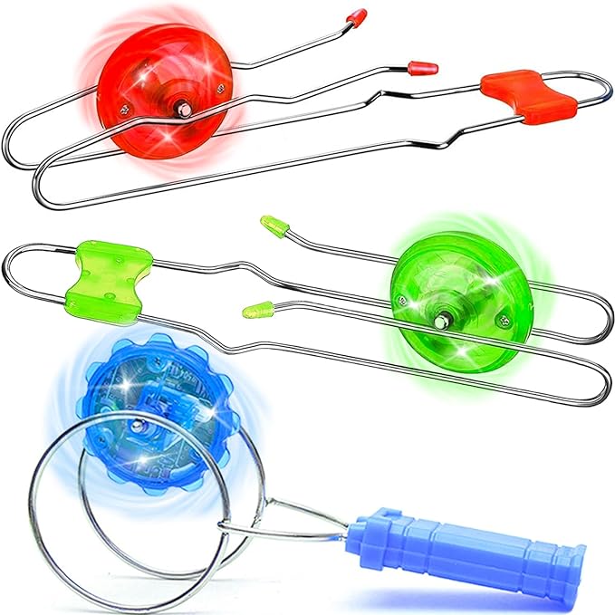 Stocking Stuffers for Kids Toys Boys 3pcs Light Up Gyro Wheel Toy Birthday Gifts for Men, Magic Rail Twirler Magnetic Yoyo Spinner Sensory Fidget Toys for Kids Ages 3-5-7 4-8-12 Year Old Boys & Adults