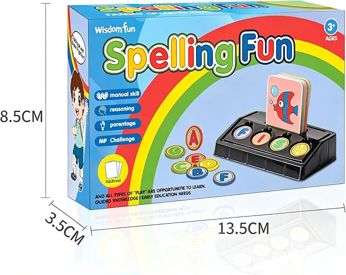 Matching Letter Game for Preschooler Age 3+ - Self-Correcting Word Puzzles Boost Spelling, Reading, Alphabet & Word Recognition - Early Education Toy Includes 30 Flash Cards & 26 Letters