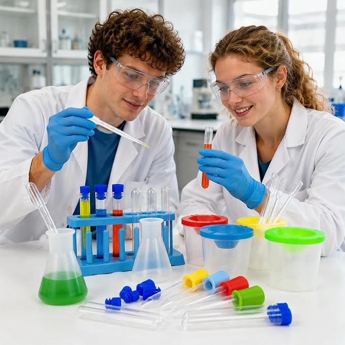 26PCS Science Lab Kit Plastic Lab Science Experiments and Test Tubes Set | Science Experiments for 6-8 Girls and Boys Classroom or Home Use Encouraging Curiosity for Students Learning Chemistry Set
