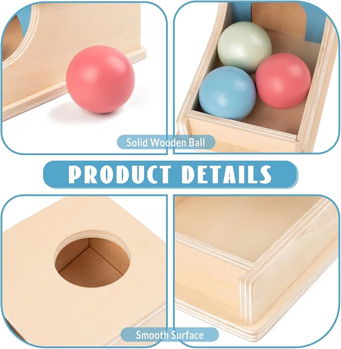 Busy edition Montessori Toys for Babies 6-12 Months, 9 Month Old Baby Toys | Wooden Object Permanence Box, Preschool Developmental Toy for Infant, Toddler Ball Drop Toy Girl Boy Gift
