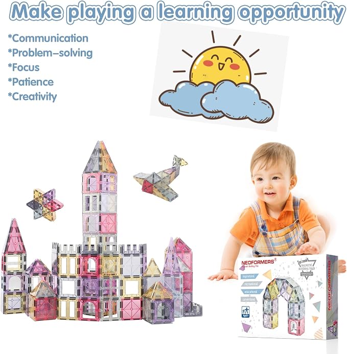 Magnetic Tiles Car Set Truck Kit Toy with Stronger Magnets, Educational Magnet Cars with Re-Enforced Hitch and Long Bed for Girls Boys Toddler Ages 3+ (40 PCS Morandi)