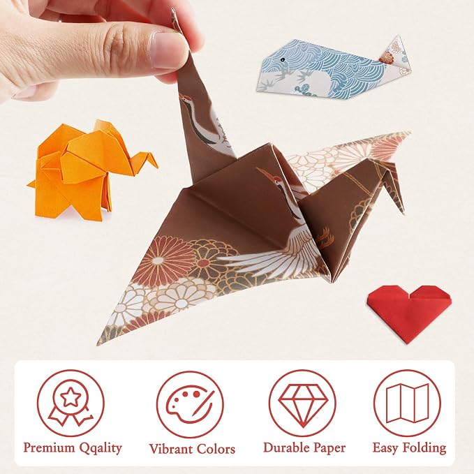 Pigipigi Kids 360 Pcs Origami Paper Kit,Arts and Crafts for Kids Ages 5-12 | Beginners Origami Kit with 60 Japanese paper,Step-by-Step Guiding Book, DIY Craft Birthday Gift for Boys Girls ages 5-12
