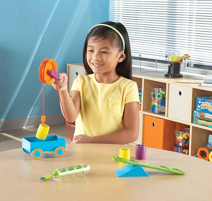 Learning Resources STEM Simple Machines Activity Set | STEM Engineering Kits for Kids, Simple Machines Kit for Classroom, Pulley Machine, Engineering Activities