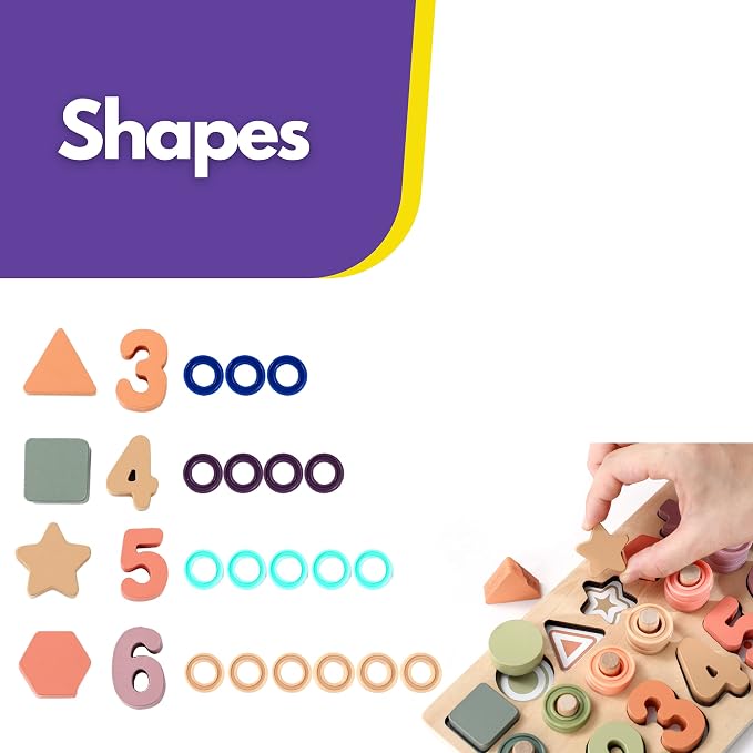 GeroCrew Toddler Montessori Toys Teaches Number, Counting, Math, Stacking Fun Preschool Learning Activates for Boy and Girl | Year Old Boy Gifts and Beyond! (Macaron)