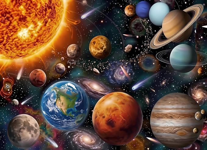 100 Piece Puzzles for Kids, Adults & Seniors, Educational Solar System Planets Jigsaw Puzzles for Kids Ages 4-6 5-8, Space Learning Toy Gifts for Boys and Girls - Every Piece is Unique