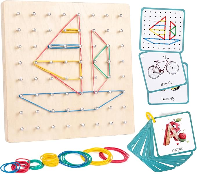 Wooden Geoboard Path Planning Educational Toy for Kids 5+ | Path Planning, Symmetry Awareness, Fine Motor Skills