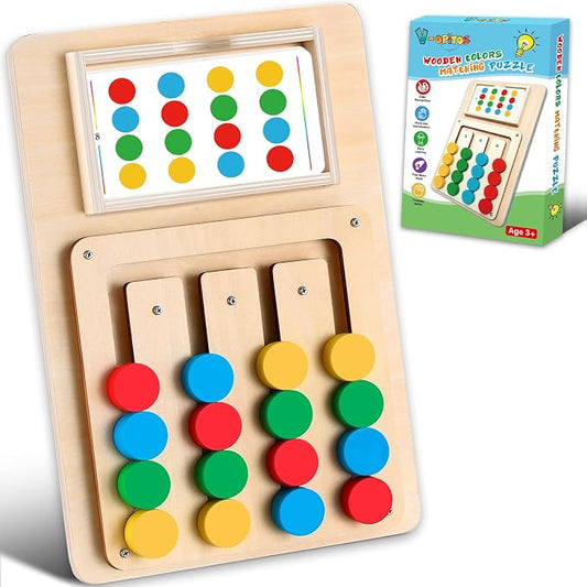 V-Opitos Color Matching Puzzle, Montessori Brain Teaser for Kids Ages 3-7 | Handheld travel game, road trip activity, screen-free play, boys and girls, Christmas and birthday gift