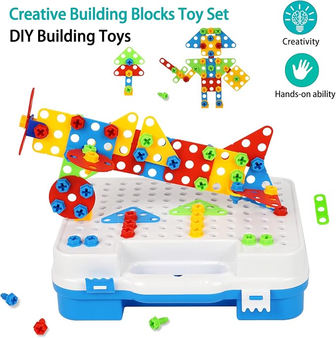 Gears toys for Kids Ages 4-8, STEM Educational Toys Gears Building Toy Set | 280PCS Electric drill toy; Engineering Building Blocks Learning Toy; Develop creativity & imagination; Gifts for Boys Girls