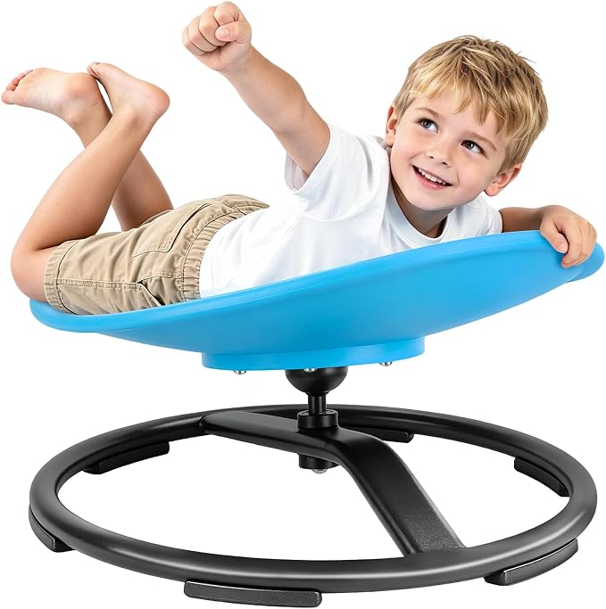 Pterying 21" L × 19" W Large Size Spinning Chair for Autistic Kids, Ages3+ | Autism Sensory Products, Sensory Toys Gifts for Kids with Autism & ADHD, Training Body Coordination, Azure Rounded Shape