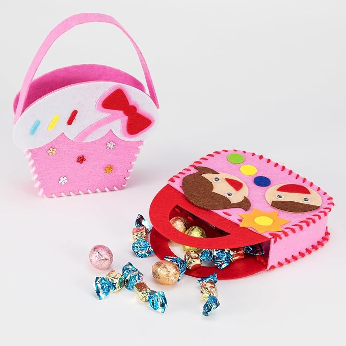 OZENT 8 Set Sewing Handbag Kit, Sew Your Own Purses and Handbags, Felt Sewing Kit with Stickers DIY Sewing Felt Craft for Girls