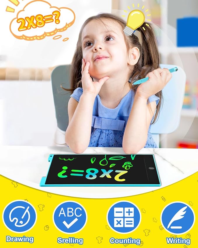 cimetech LCD Writing Tablet, 12 Inch Colorful Drawing Pad for Kids | Toys Gifts for 3-8 Year Old Girls Boys, Christmas Stocking Stuffers Birthday Gifts for Toddler Travel Activities, Blue