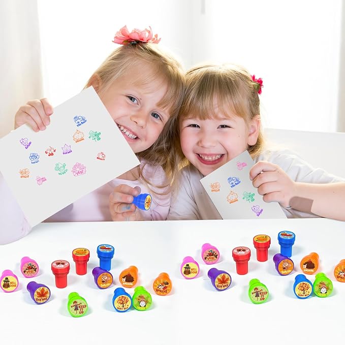 Cinrobiye 24 Pcs Seasonal Stampers Party Favor Set, Cute Four Seasons Stamps for Kids Birthday Party, Classroom Rewards, Educational Learning Toys, Goody Bag Fillers, Seasonal Party Supplies
