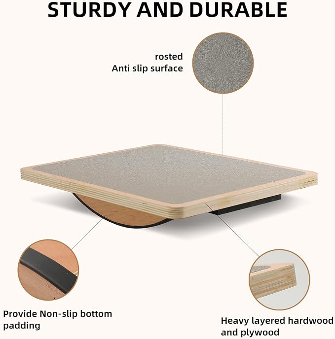 Juoe Balance Board Wobble Board,Balance Toys for Physical Therapy | Wooden Wobble Balance Board for Adults and Kids,Balance Training,Standing Desk Core Strength Balance Rocker Board