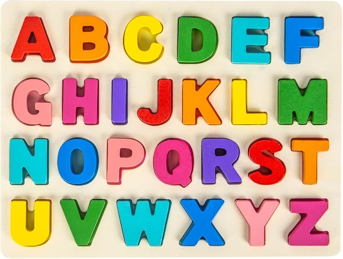 Attmu Alphabet Puzzles Wooden Puzzles for Toddlers Toy | Shape ABC Puzzle Alphabet Learning Toys Preschool Educational Toys Gift for Girls Boys
