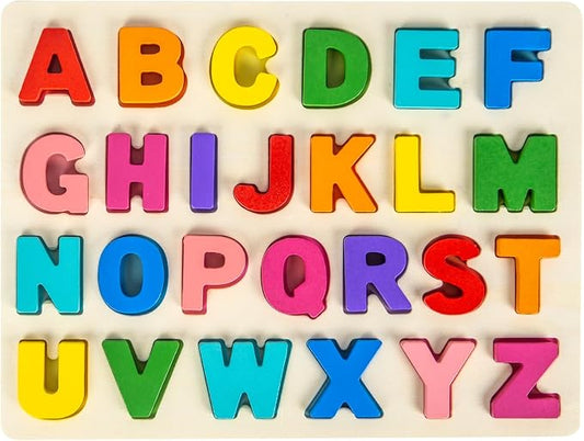 Attmu Alphabet Puzzles Wooden Puzzles for Toddlers Toy | Shape ABC Puzzle Alphabet Learning Toys Preschool Educational Toys Gift for Girls Boys