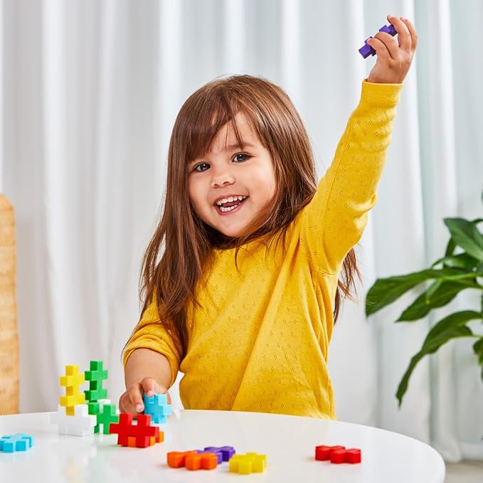 PLUS PLUS Big 15 Piece Rainbow Mix - Large Building Blocks for Toddlers | Quiet Stem Toys for Toddlers, Prek Classroom Essentials, Waffle Blocks Jumbo, Stem Bins for Classroom, Sensory Bins