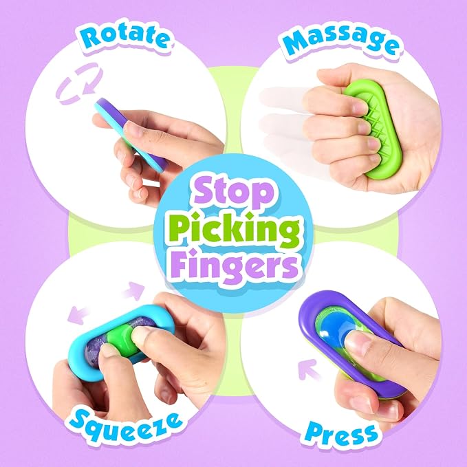 Sensory Marble Fidget Bulk for Kids Classroom 18 Pack Autism Worry Stones | Gel Filled Quiet Textured Worry Stones for Classroom Prizes Treasure Box, ADHD Calming Toys and Travel Gifts Special Needs