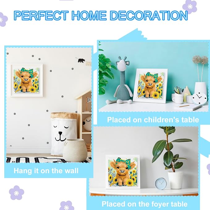 Nardoll Diamond Art Kits for Kids - Arts and Crafts for Kids Ages 4-8-12 - Dimond Art Painting with Wooden Frame - GEM Art for Girls Gifts Boys Adults Beginners Home Wall Decor(7x7inch)