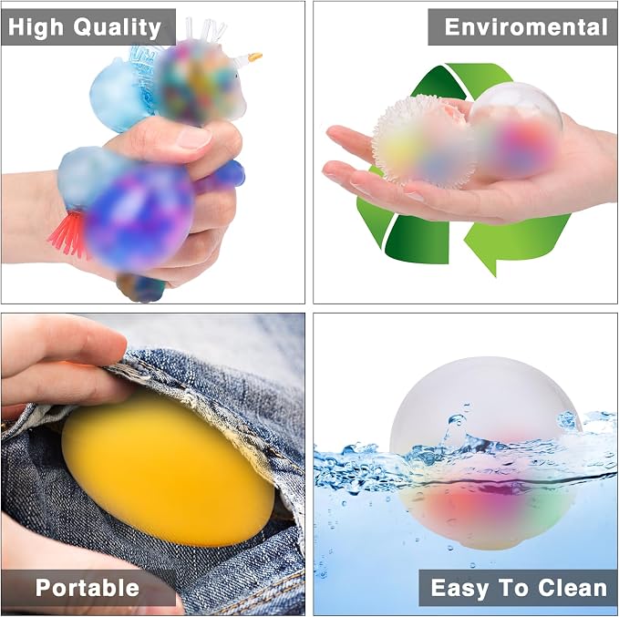 20Pack Stress Balls, Squishy Balls, Squeeze Balls for Adults | Stress Relief Balls, Prize Box Stuffers, Party Favors