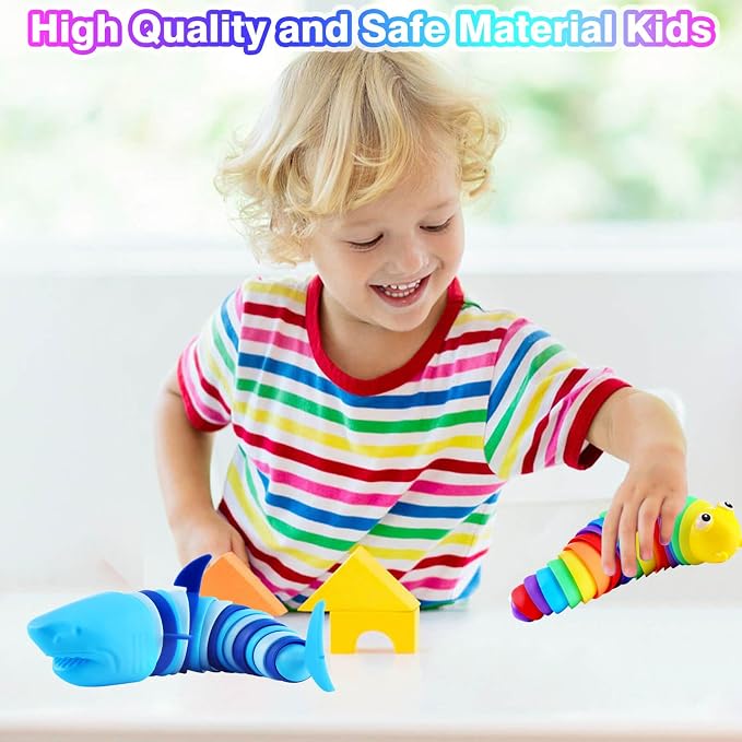 Kabvy Sensory Slug and Shark Fidget Toys, Stress Relief Toys for Kids 3+ | Slug & shark sensory fidget toys, autism & ADHD anxiety relief, travel play, classroom prizes, party favors, ages 3+
