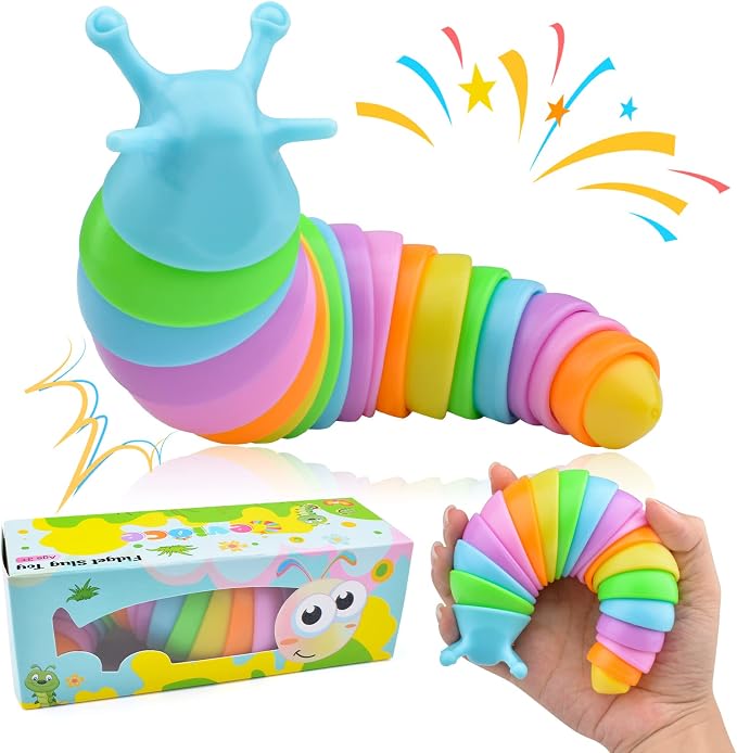 Cevioce Sensory Slug Fidget Toys, Fidget Slug Toys for Adult & Kid Party Favors, 1 PC Cute Autism Sensory Toys for Autistic Children, Travel Toys for 3+ Easter Basket Stuffers Gifts for Toddler Kids