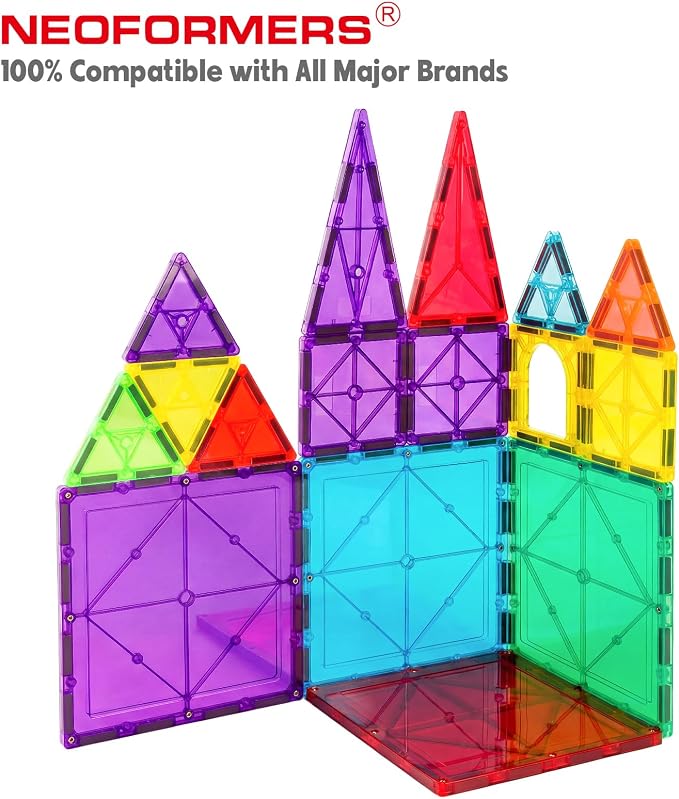 Large Magnetic Tiles Set -12PCS Square Magnetic Tiles Expansion Pack, STEM Educational Construction Stacking Blocks, Compatible with Major Brands