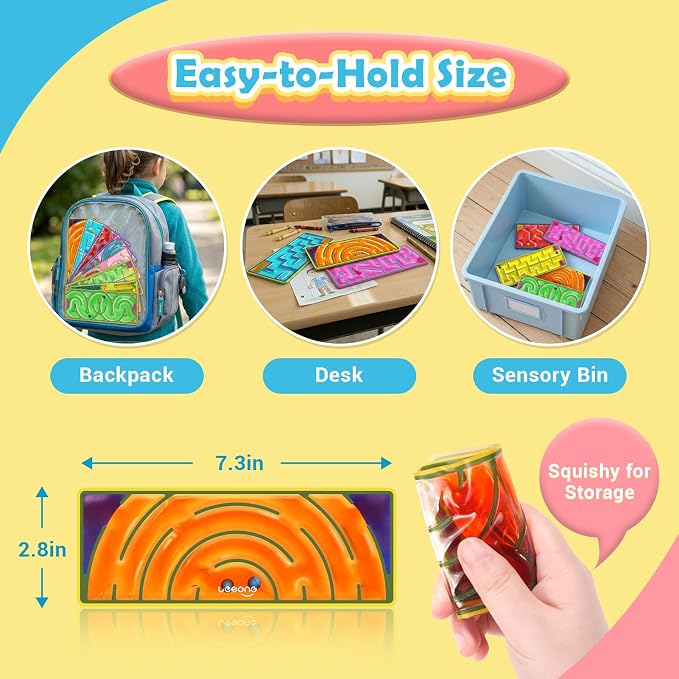 LESONG Sensory Fidget Toys for Kids: 9 Pack Squishy Gel-Filled Sensory Maze for Autism Calming - Fidgets Bulk for Classroom Calm Down Corner School Prizes - Travel Toys for Car Road Trip Airplane