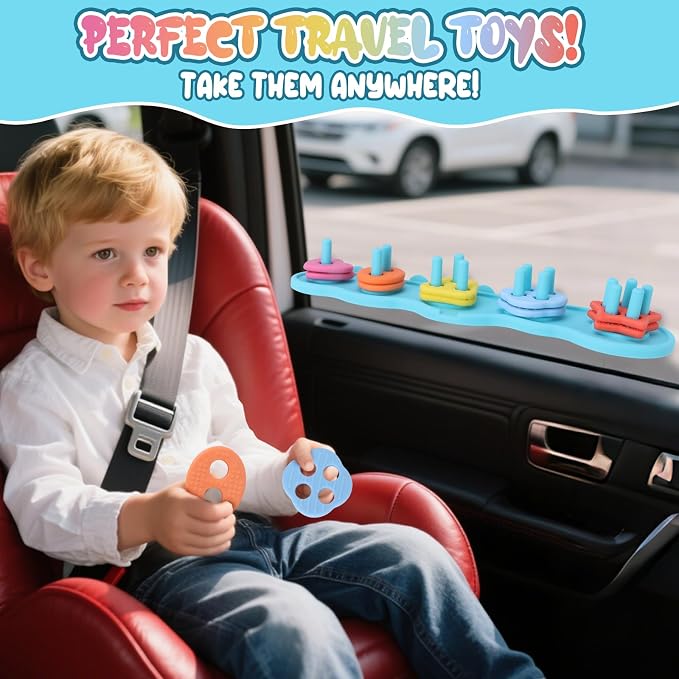 Baby Bath Toys, Mold Free Silcone Shape Sorting & Stacking Bath Toy Set | with 20 Textured Floating Puzzle Toys, No Hole Design, Soft Color & Shape Sorter for Toddler Early Learning Bathtub Fun