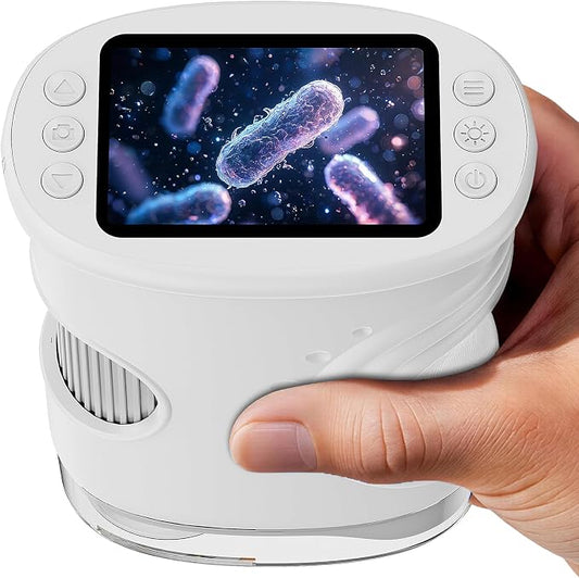 SEEKID Microscope for Kids 200-1000X, STEM Toy Science Kit for Kid(White) | Handheld Digital Microscope, 2" IPS Screen, 4K HD Camera 200+ Photo Storage for Girls Boys Child Birthday Gifts