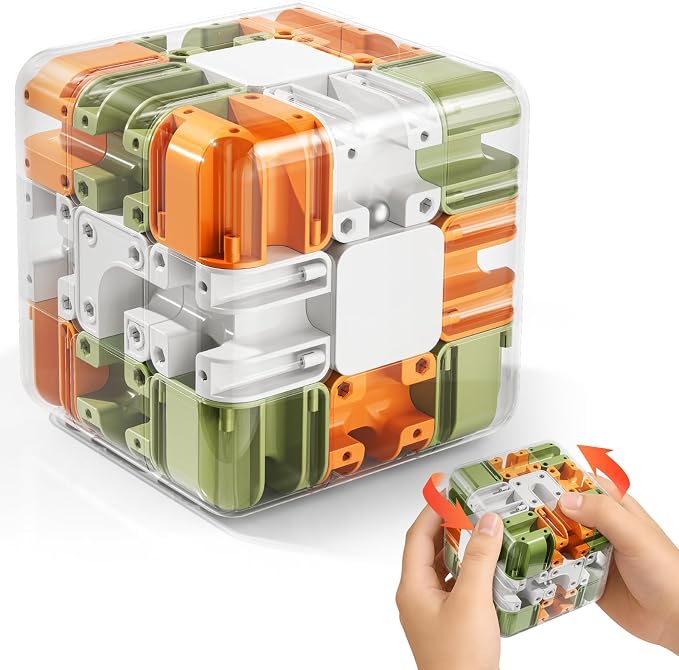 JUKUDAHU 3D Cube Puzzle Toys for Kids 3-8 with Ball, Fidget Toys | Educational Brain Teaser Color Matched Game, Family Board Game, Birthday Gift for Boys Girls 3 4 5 6 7 8 + Years Old Teens