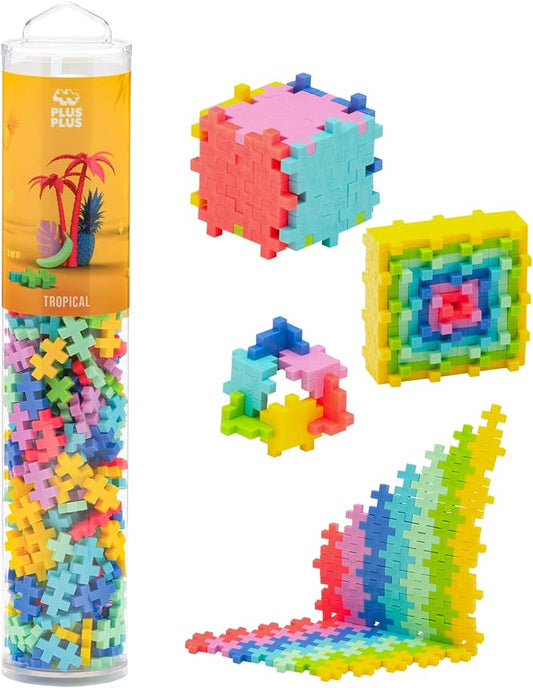 PLUS PLUS 240 Piece Tropical Mix - Mini Waffle Blocks, Classroom Must Haves | STEM Toys, Sensory Bin Fillers, Classroom Must Haves, Gifts for Boys & Girls, Christmas Stocking Stuffers for Kids