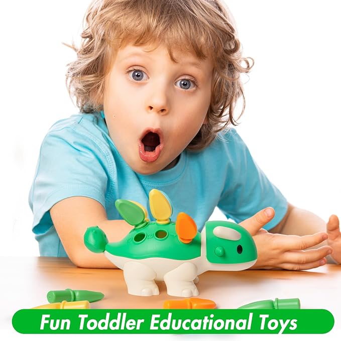 Hirger Fine Motor Dinosaur: Sensory Toys for Toddler 1-3 Year Old, Montessori Preschool Learning Educational Toy for Baby 12 Month Birthday Gift