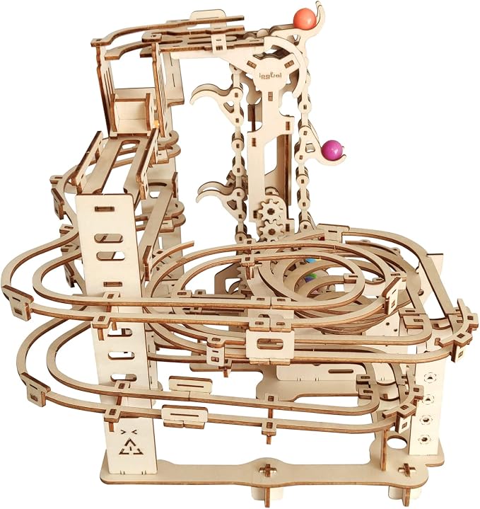 3D Wooden Marble Run Puzzle, Wood Crafts Mechanical Marble Run DIY Assembly Building Model Kits, Wooden Crafts Brain Teaser Puzzles, Christmas Birthday Gifts for Adults & Teens