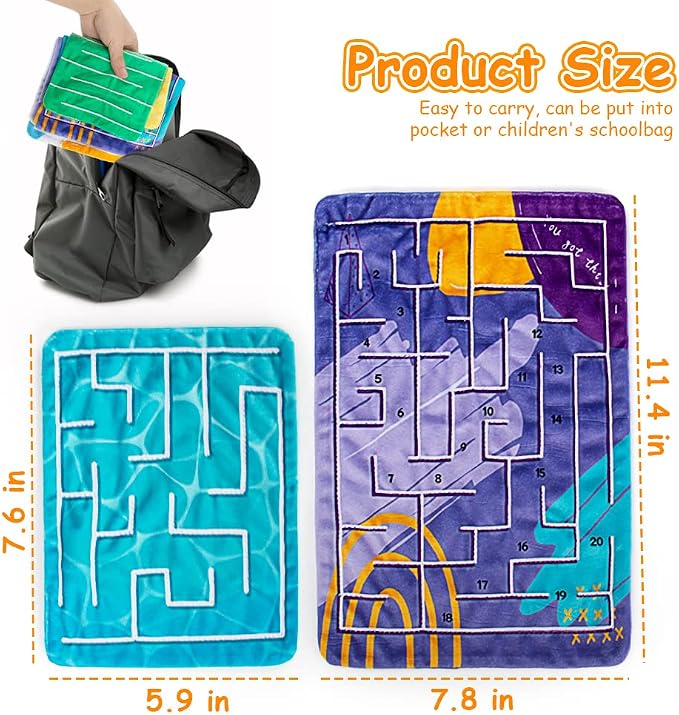 5 Pcs Marble Maze Mat Sensory Fidget Stress Relief Toys, Sensory Mat Toys | Anxiety Calming, Tactile Sensory Toys for Kids Adults Teens Autism with Special Needs School Classroom Home Supplies,2 Sizes