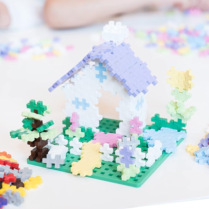 PLUS PLUS Learn to Build, Pastel Mix - 400 Piece Building Block Set | Stem Toys for Kids, Sensory Bin Fillers, Math Manipulatives, Classroom Must Haves, Gifts for Boys & Girls, Mini Waffle Blocks