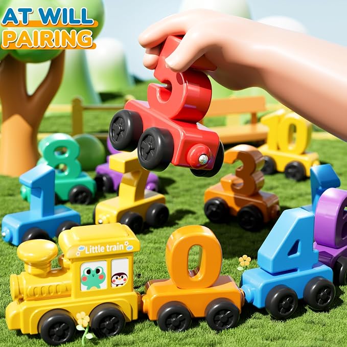 JUKUDAHU Magnet Number Train Set for Toddlers 3-4 Years Old | Counting Toy, Color Sorting Toy, Preschool Educational Activities, Learning Toy, Train Birthday Gifts for Boys Girls 3 4 5