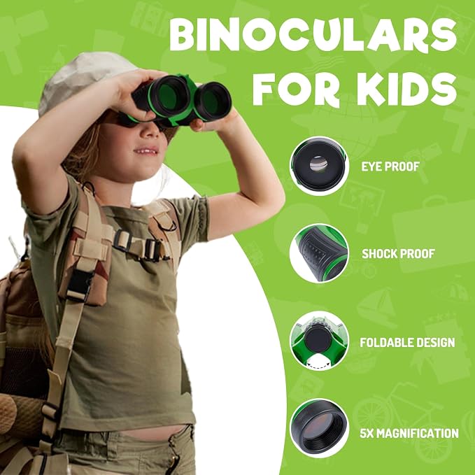 Kids Explorer Kit – Bug Catcher with Binoculars & Safari Costume Vest | 16pcs with 6 Realistic Insects, Bug Container, Safari Hat. Perfect Costume to Be a Zookeeper, Paleontologist, Ideal for 3-12