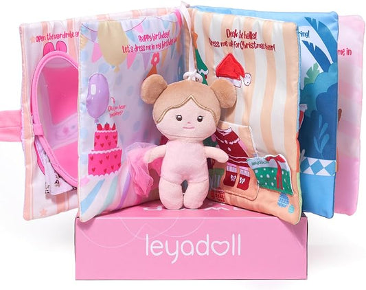 LeyaDoll Montessori Busy Book for Toddlers 1-3, 1 Year Old Girl Gifts | Toddler Airplane Travel Essentials, Crinkle Pages, Fine Motor Skills Toys, Keep Toddlers Busy, Pink Gift Box Included