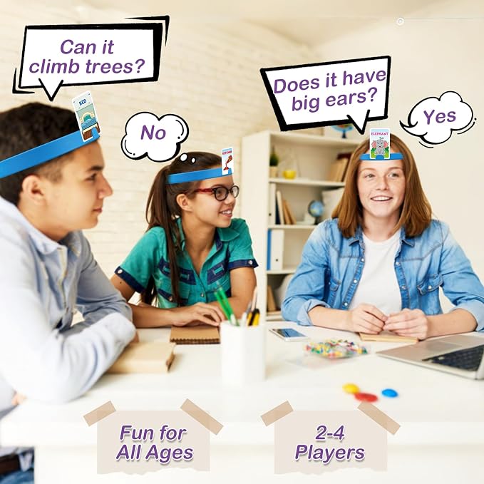 Headbands Game for Kids – Guessing Board Game to Boost Vocabulary | Critical Thinking, and Social Skills – Quick Question Family Game Night for 2–4 Players – Travel-Friendly Fun (Mixed Theme)