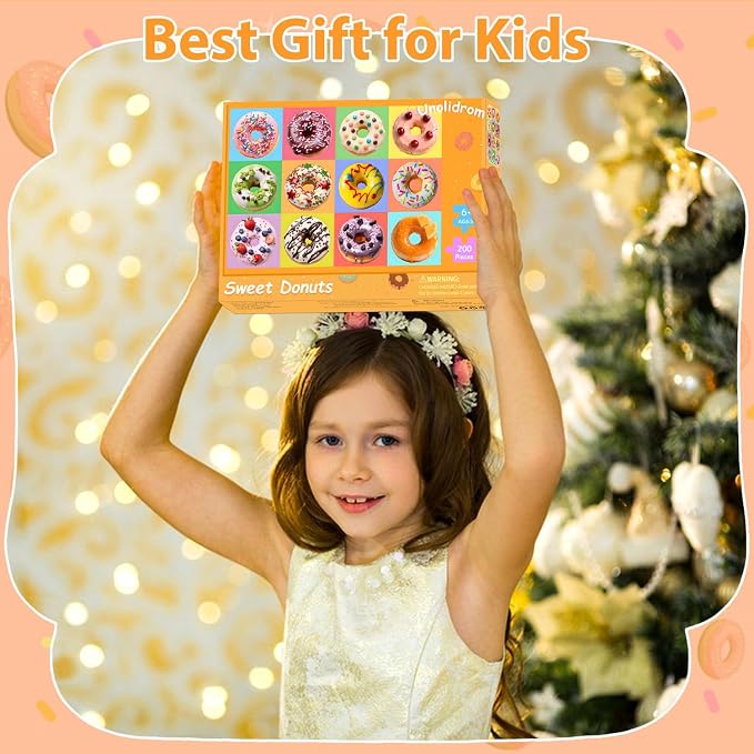 Puzzles for Kids Ages 6-8 8-10 Year Old -200 Pieces Colorful Sweet Donuts | Educational Learning Toys Puzzles for Kids Ages 10-12, Gift for Boys and Girls, Home Decor