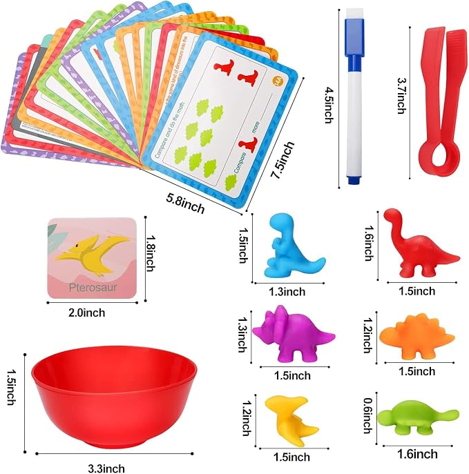 Tsomtto Counting Dinosaurs Montessori Toys for 3 4 5 Years Old Boys Girls | Toddler Manipulatives Preschool Learning Activities Kindergarten Educational Sensory Fine Motor Toys for Kids Ages 3-5 4-8