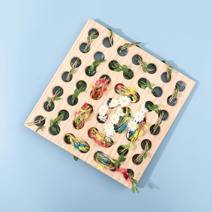Eray Open Ended Wooden Toys Busy Board with Play Silks Kid Safe Weaving Board Educational Toy Montessori