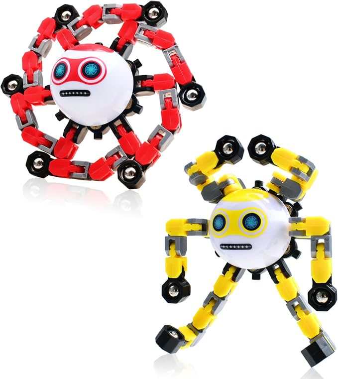 2 PCS Travel Toys Transformable Fidget Spinners Toys for Kids and Adults Sensory Toy for Boys Teens Stress Relief Autism ADHD Cool Road Trip Travel Essential Birthdays Gifts for Party Favors