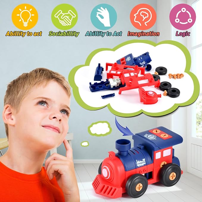 STEM Take Apart Toys for Boys Age 3-5 – Electric Building Toys Car with Motor & Drill | Educational Construction Set for Preschool, Kindergarten | Best Birthday Gift for Kids 4-8