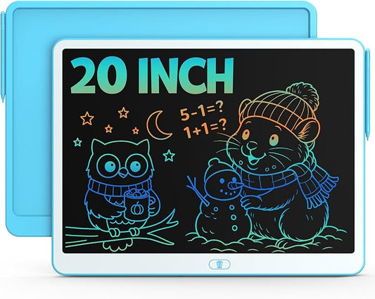 Bravokids 20 Inch LCD Writing Tablet for 3-8 Year Olds - Electronic Drawing Pad and Doodle Board as Educational Birthday Gifts for Girls and Boys (Blue)