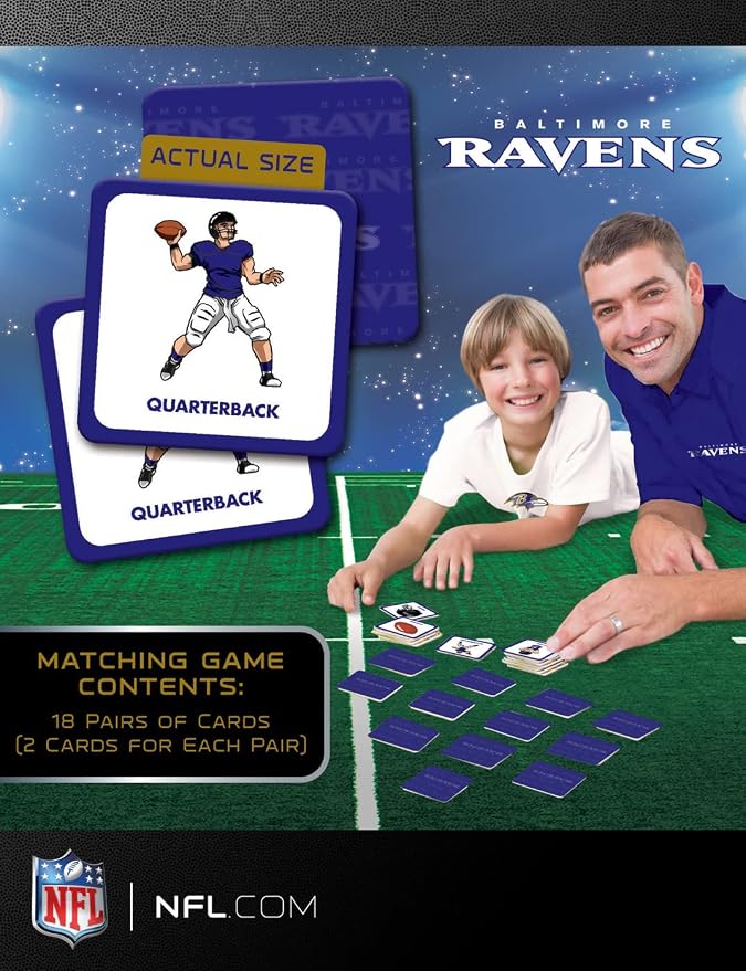 MasterPieces Sports Games - Baltimore Ravens NFL Matching Game - Game for Kids and Family - Laugh and Learn